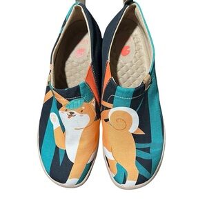 New UIN Women's Art Painted Slip-on Canvas Travel Shoes w/ Cat Design - Size 9.5
